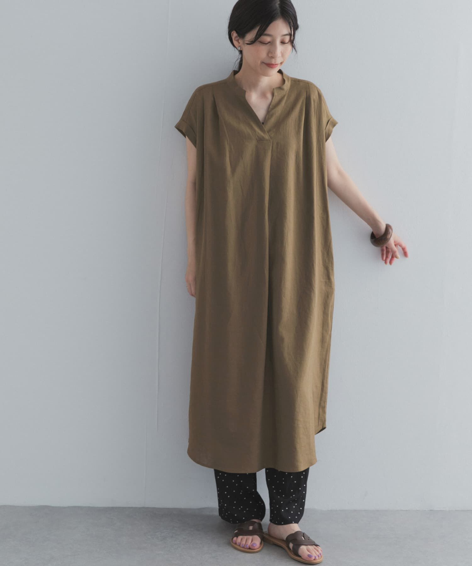 URBAN RESEARCH DOORS「リネンレーヨンスキッパーフレンチワンピース」|ワンピース|