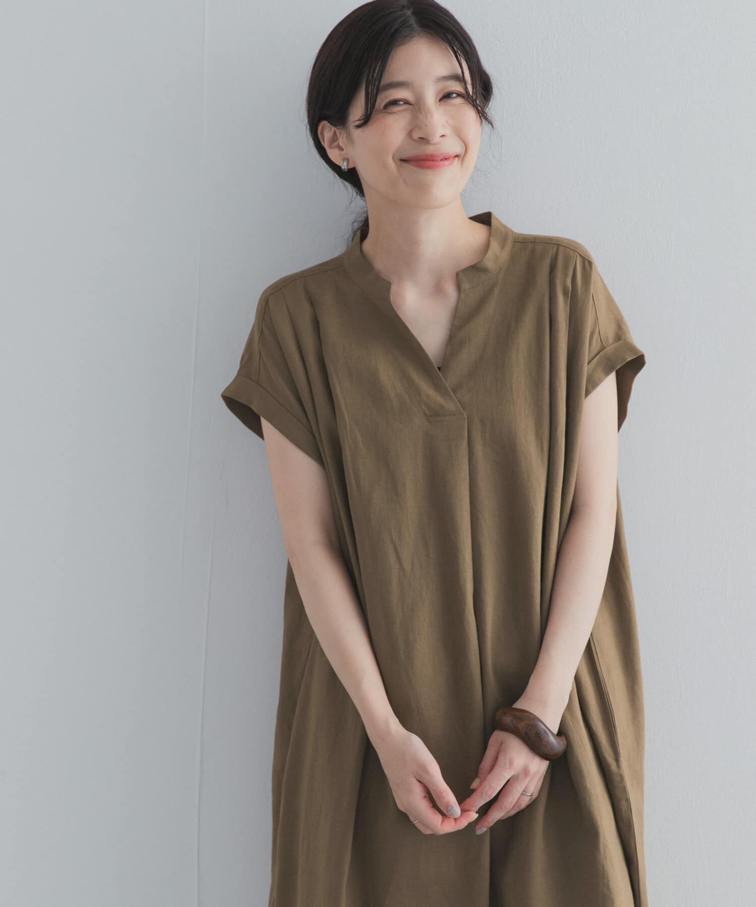 URBAN RESEARCH DOORS「リネンレーヨンスキッパーフレンチワンピース」|ワンピース|