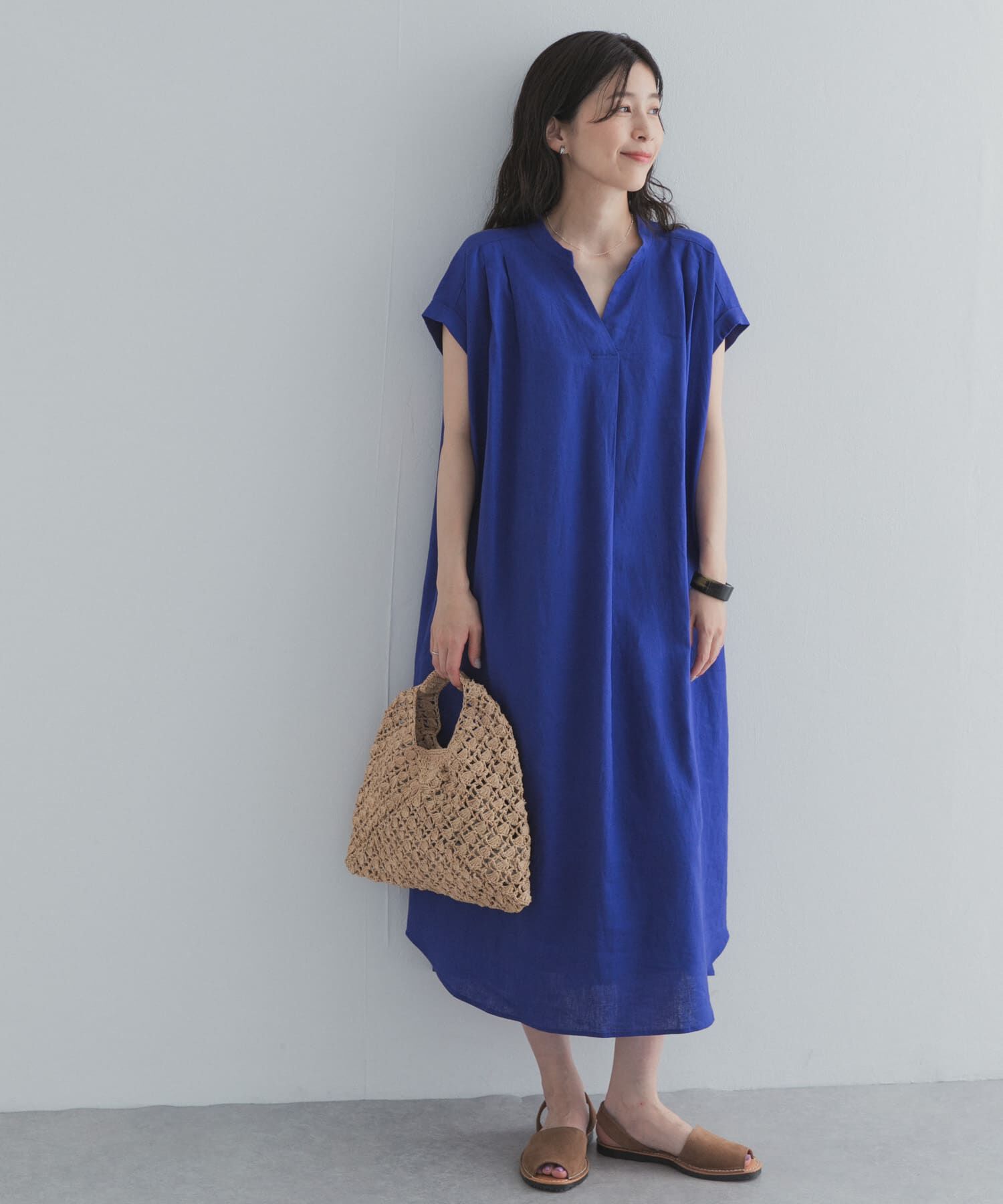URBAN RESEARCH DOORS「リネンレーヨンスキッパーフレンチワンピース」|ワンピース|