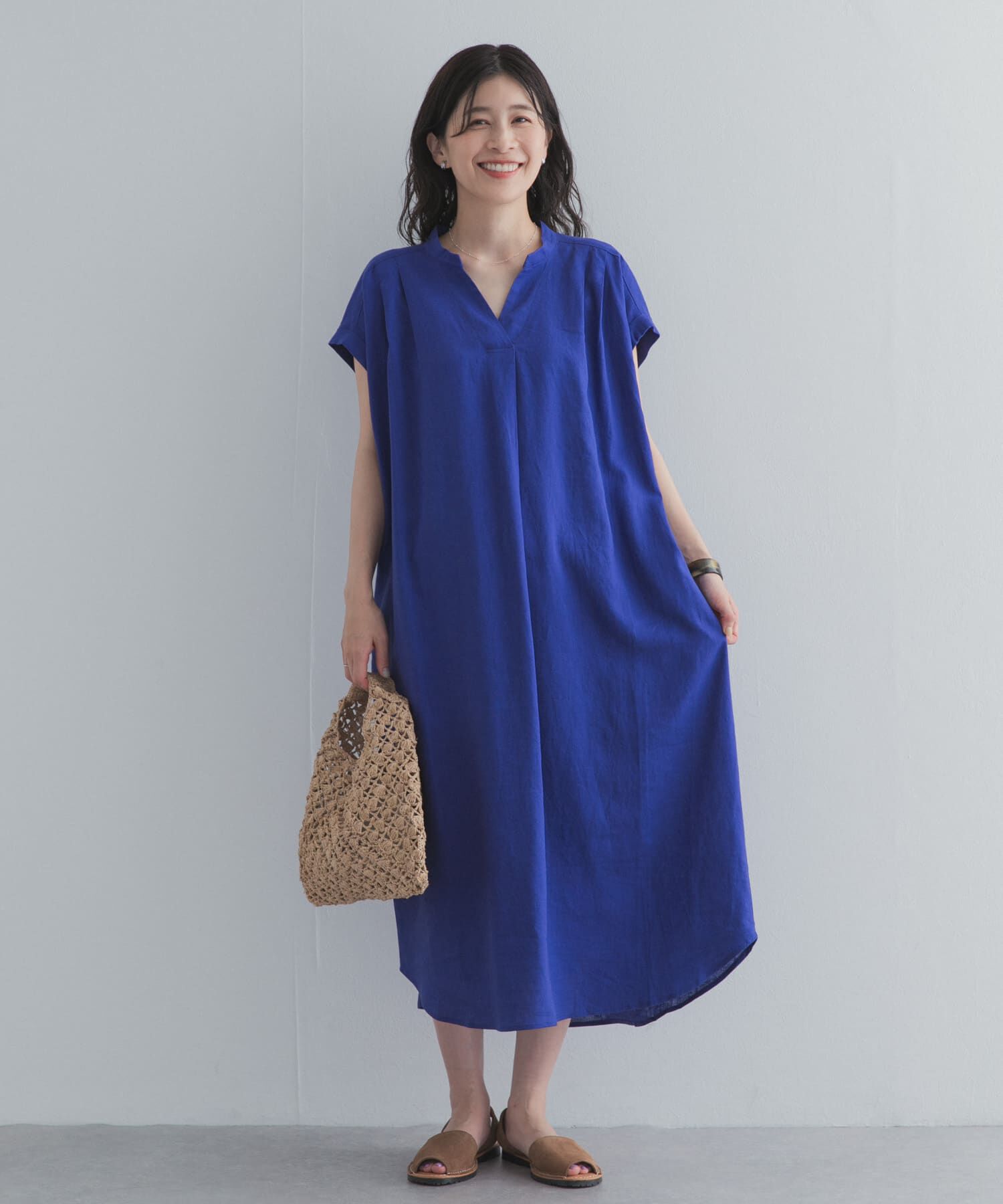 URBAN RESEARCH DOORS「リネンレーヨンスキッパーフレンチワンピース」|ワンピース|