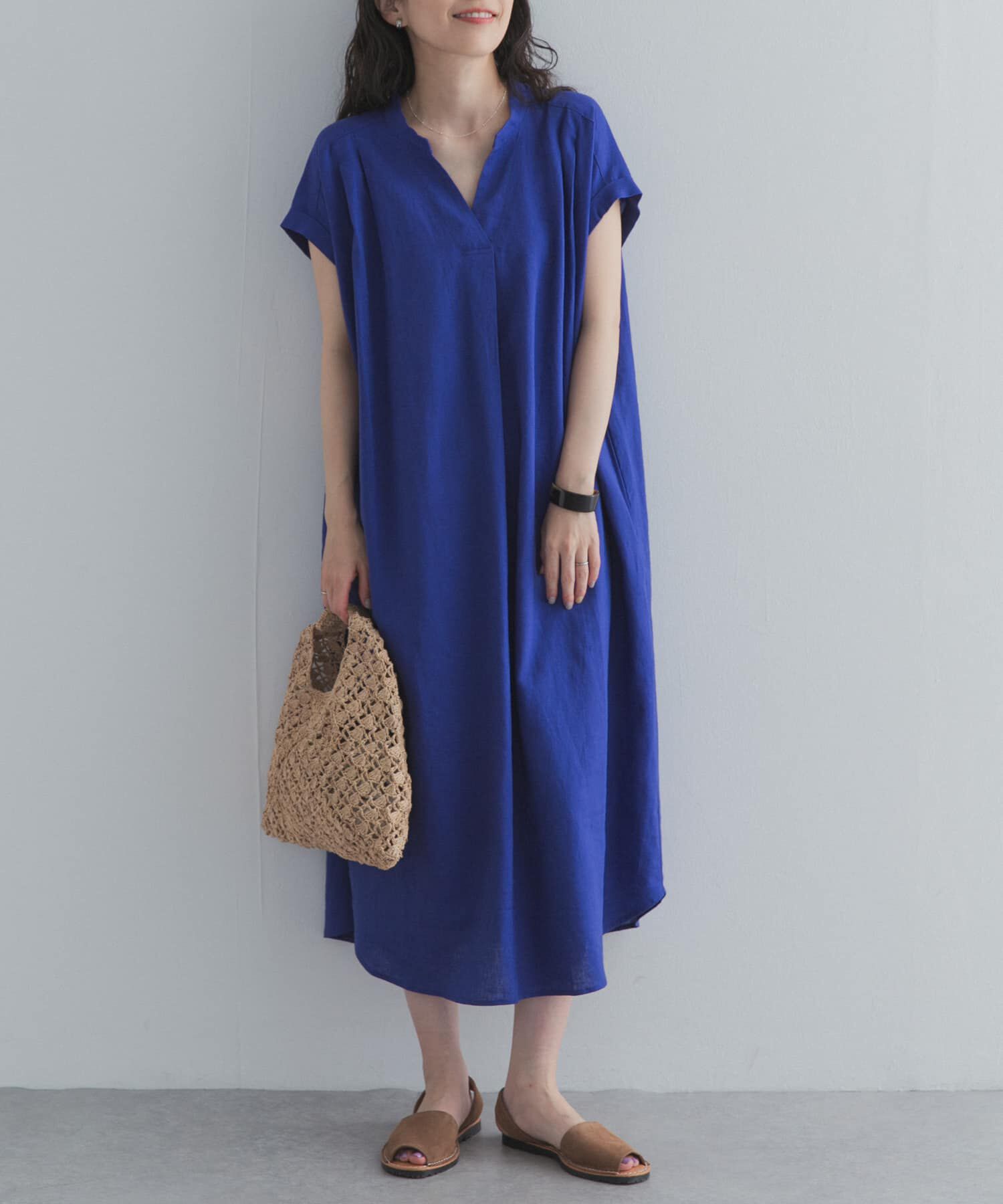 URBAN RESEARCH DOORS「リネンレーヨンスキッパーフレンチワンピース」|ワンピース|