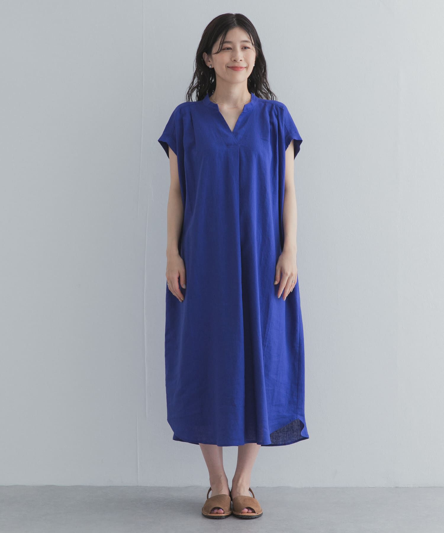 URBAN RESEARCH DOORS「リネンレーヨンスキッパーフレンチワンピース」|ワンピース|
