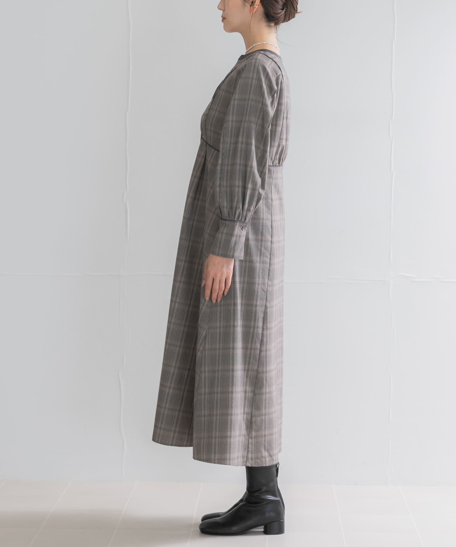 URBAN RESEARCH ROSSO「『一部WEB限定カラー』バイカラーチェックナローワンピース」|ワンピース|