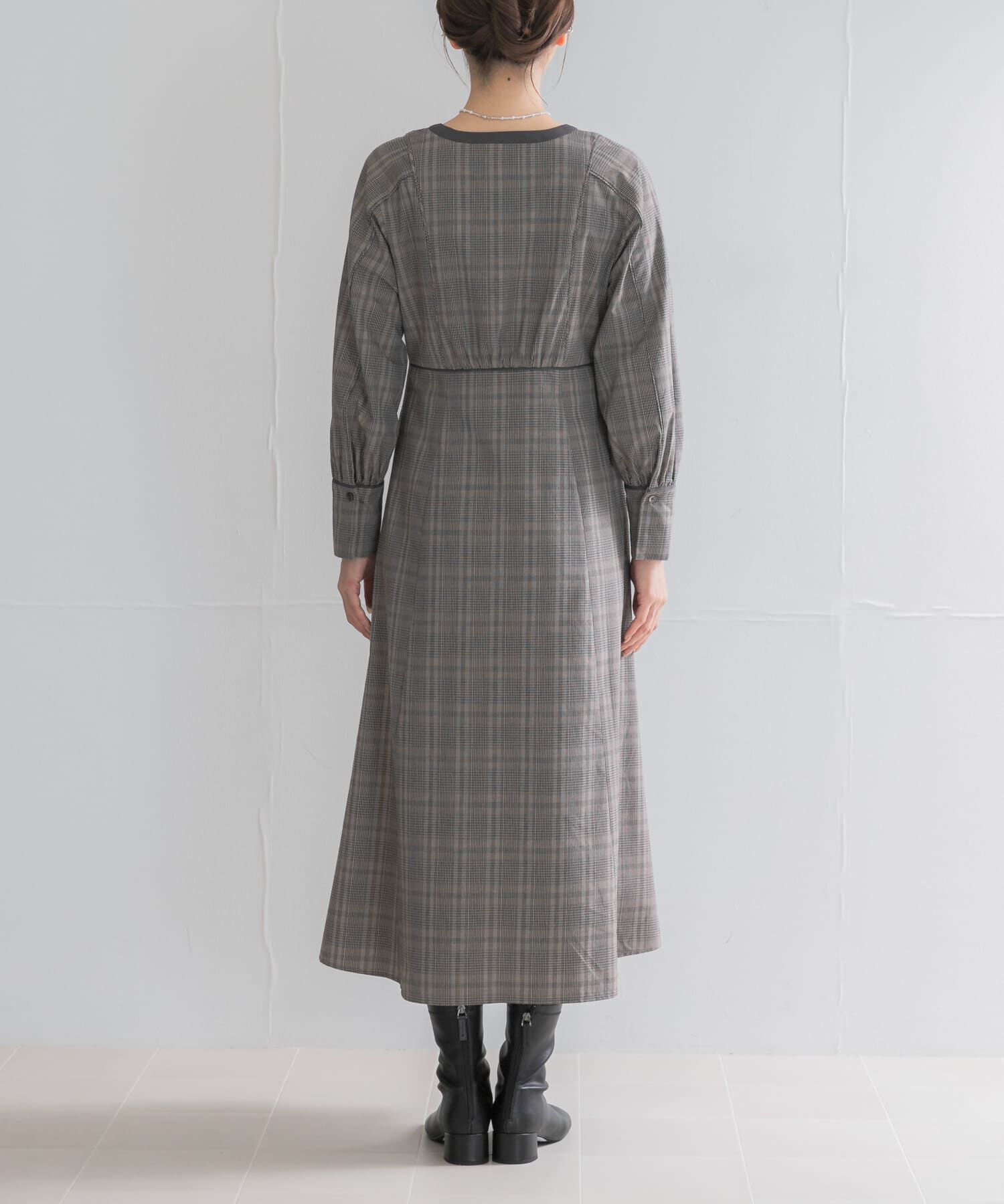 URBAN RESEARCH ROSSO「『一部WEB限定カラー』バイカラーチェックナローワンピース」|ワンピース|