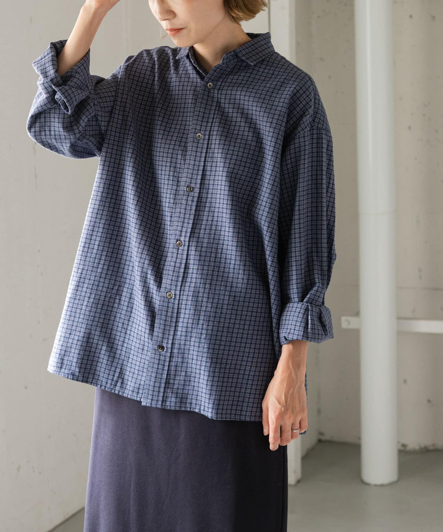 URBAN RESEARCH DOORS「FORK&SPOON　ネルチェックシャツ」|シャツ・ブラウス|ネイビー