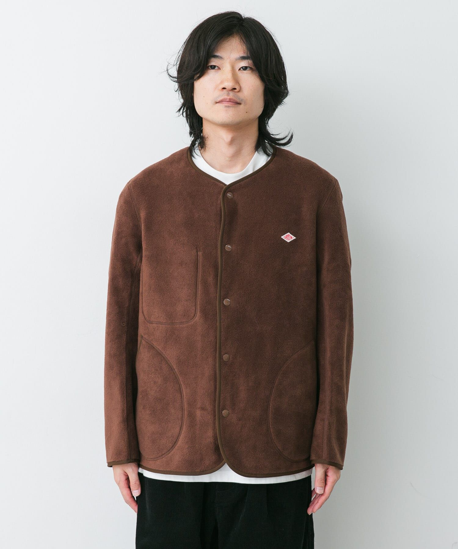 URBAN RESEARCH DOORS「DANTON　FLEECE COLLARLESS JACKET」|ノーカラーコート|