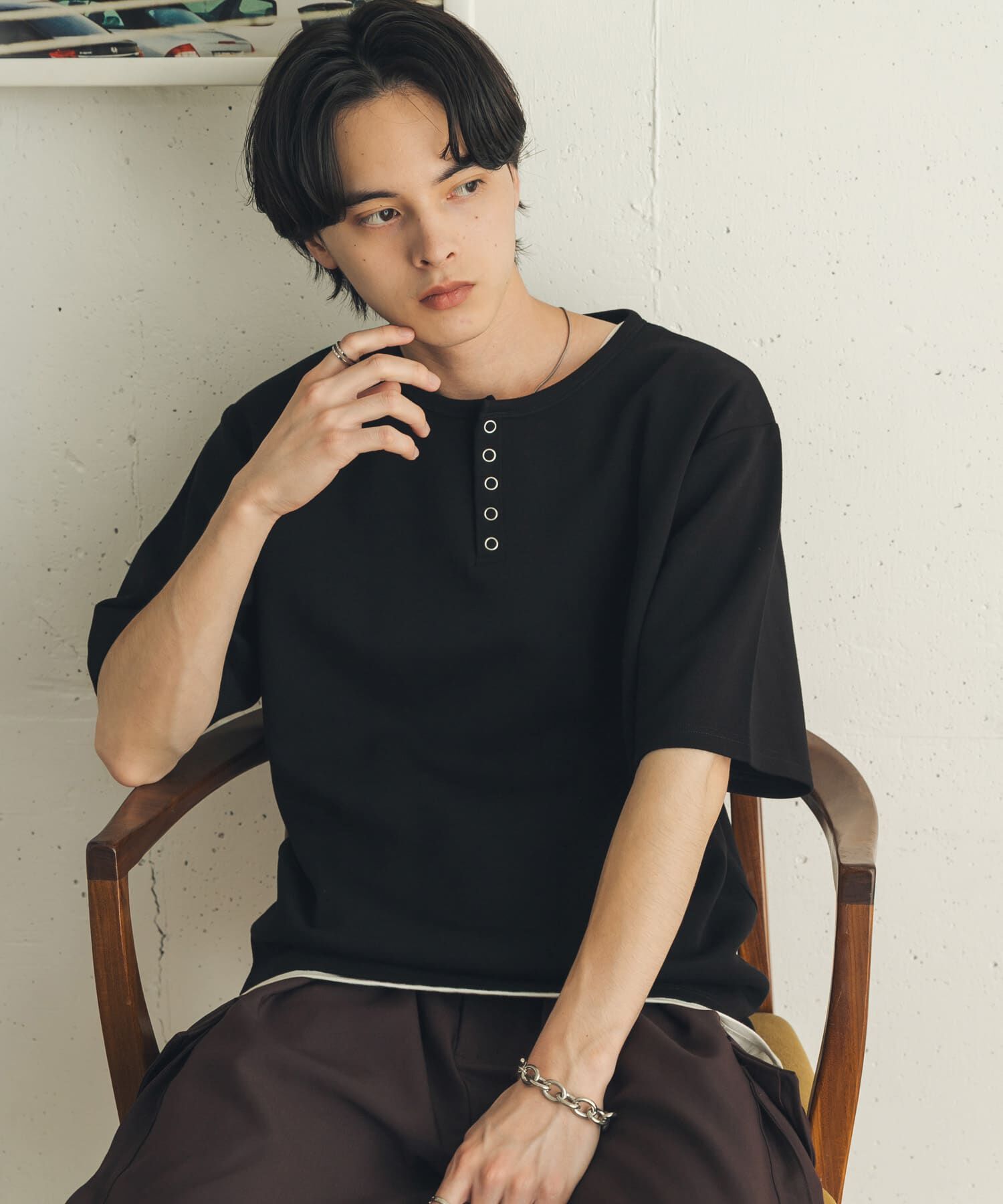 SENSE OF PLACE by URBAN RESEARCH「アソートヘンリーネックショートスリーブTシャツ」|Tシャツ・カットソー|ブラック