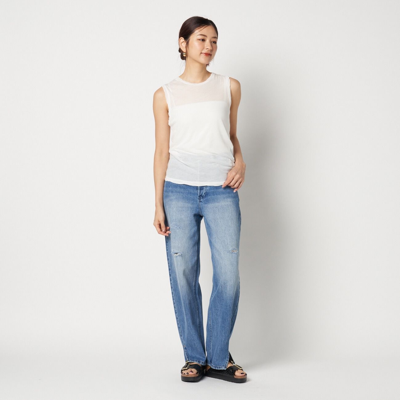 HELIOPOLE「HELIOPOLE SHEER COTTON SLEEVELESS TEE」|Tシャツ・カットソー|