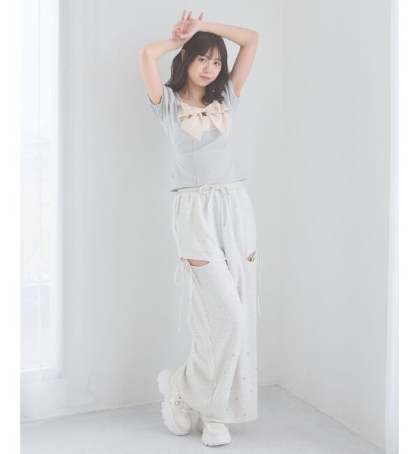  「ビッグリボンレイヤードトップス」|Tシャツ・カットソー|