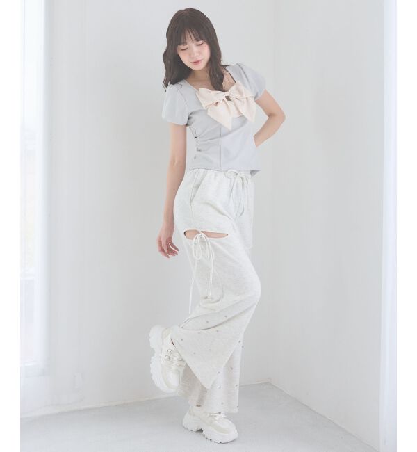  「ビッグリボンレイヤードトップス」|Tシャツ・カットソー|