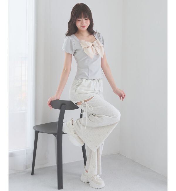  「ビッグリボンレイヤードトップス」|Tシャツ・カットソー|