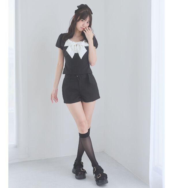  「ビッグリボンレイヤードトップス」|Tシャツ・カットソー|