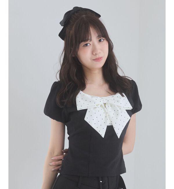  「ビッグリボンレイヤードトップス」|Tシャツ・カットソー|