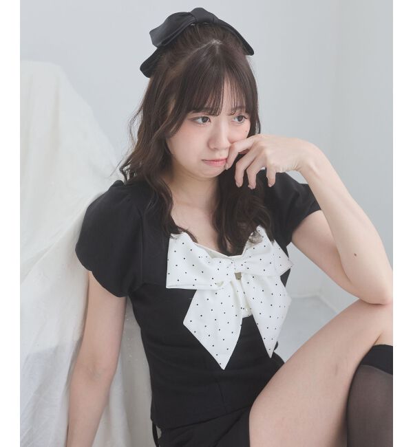  「ビッグリボンレイヤードトップス」|Tシャツ・カットソー|