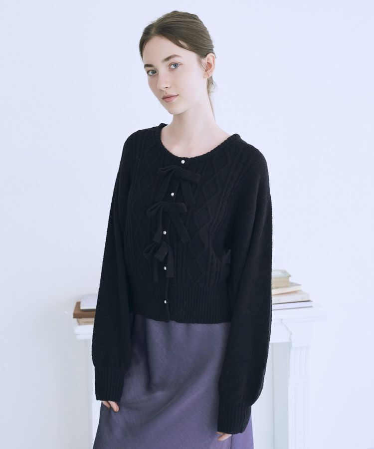 Maison de FLEUR Petite Robe「ケーブルニットカーディガン」|カーディガン|