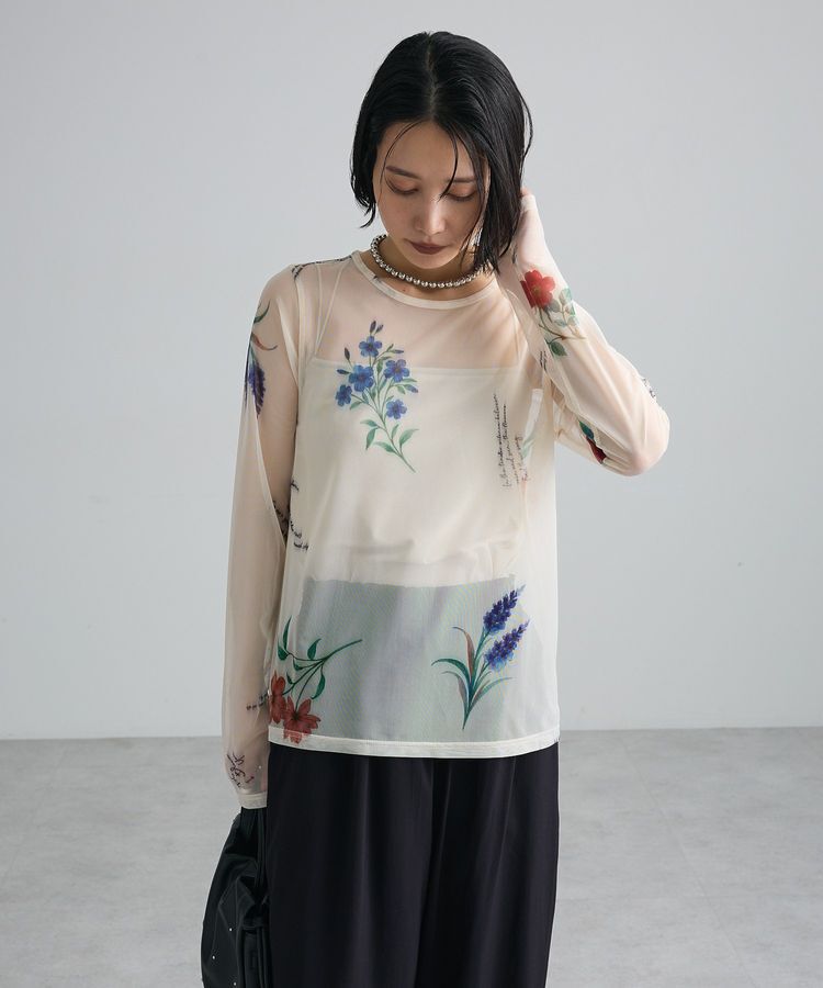 Green Parks「【WEB限定】フラワープリントシアーロンTEEⅡ」|Tシャツ・カットソー|