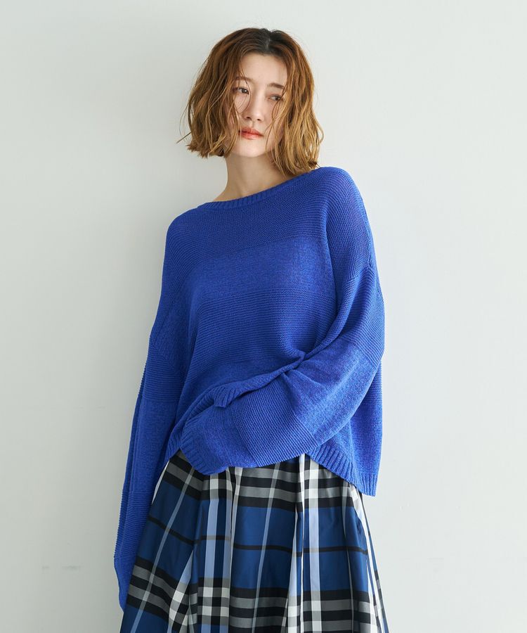 YECCA VECCA「テープヤーンルーズニットプルオーバー」|ニット・セーター|Blue