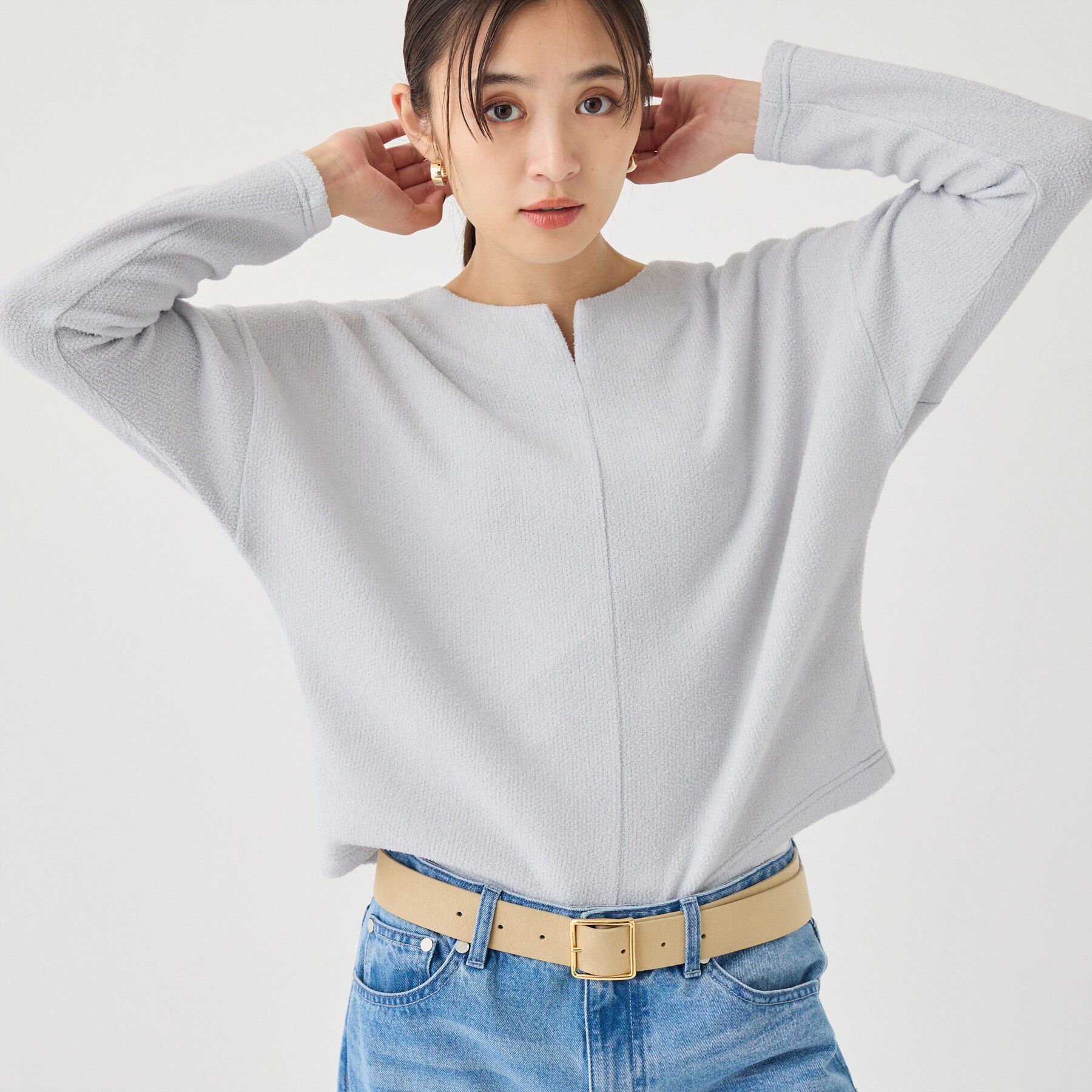 INDIVI「【風合い柔らか／SETUP可】ブークレ起毛ジャージトップス」|Tシャツ・カットソー|