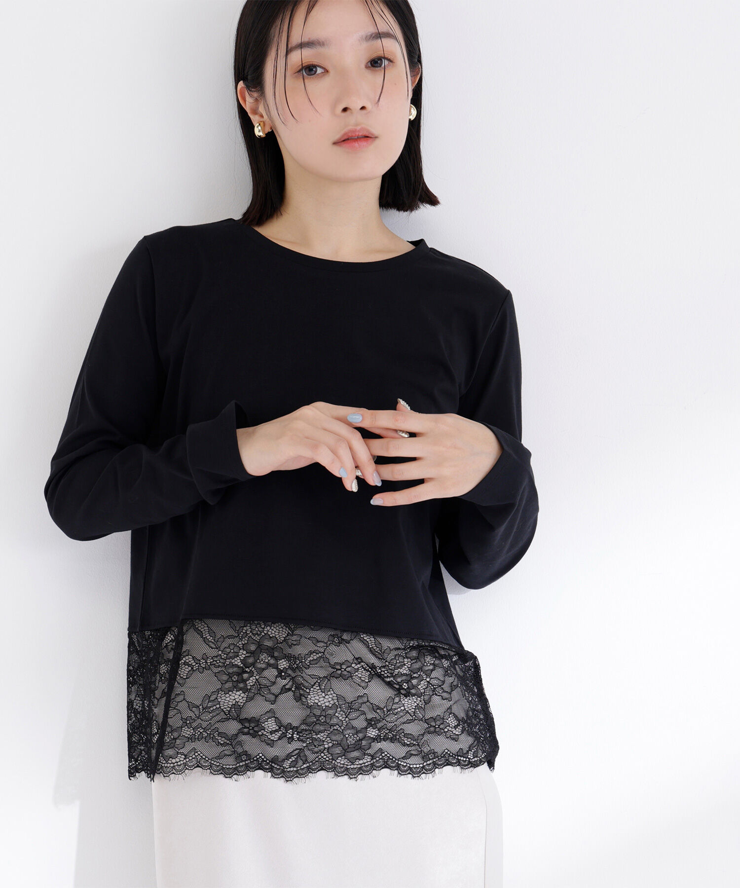  「レースドッキングカットソー」|Tシャツ・カットソー|