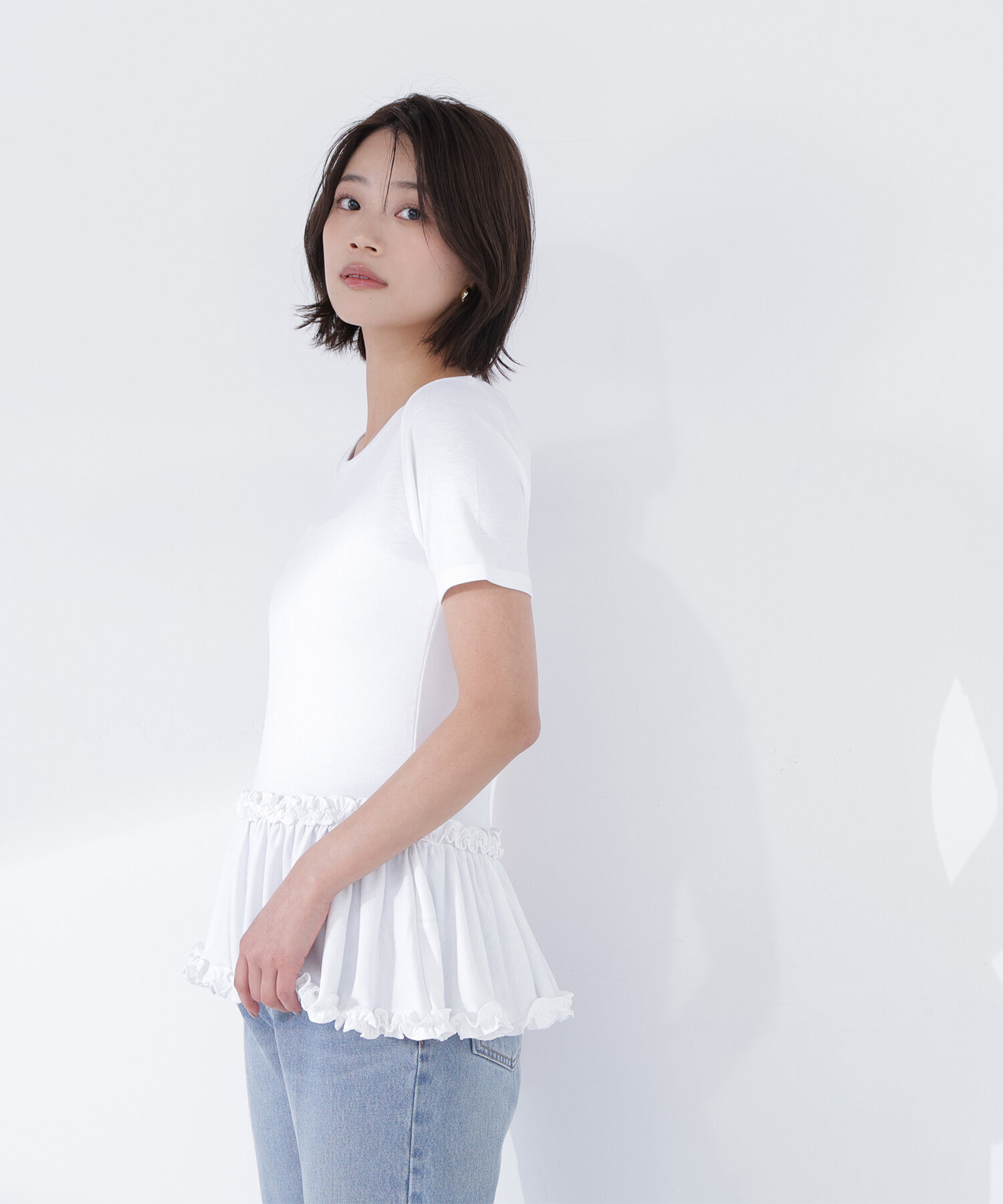  「ヘムフリルカットソー」|Tシャツ・カットソー|