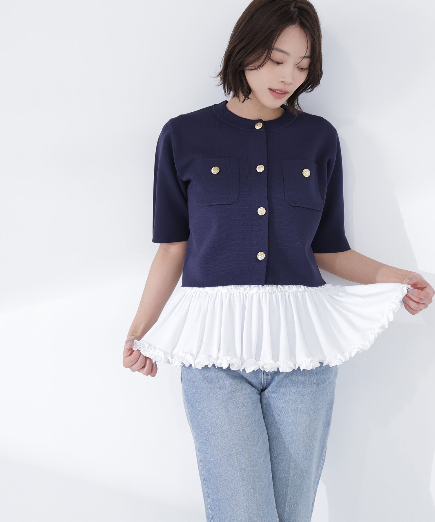  「ヘムフリルカットソー」|Tシャツ・カットソー|