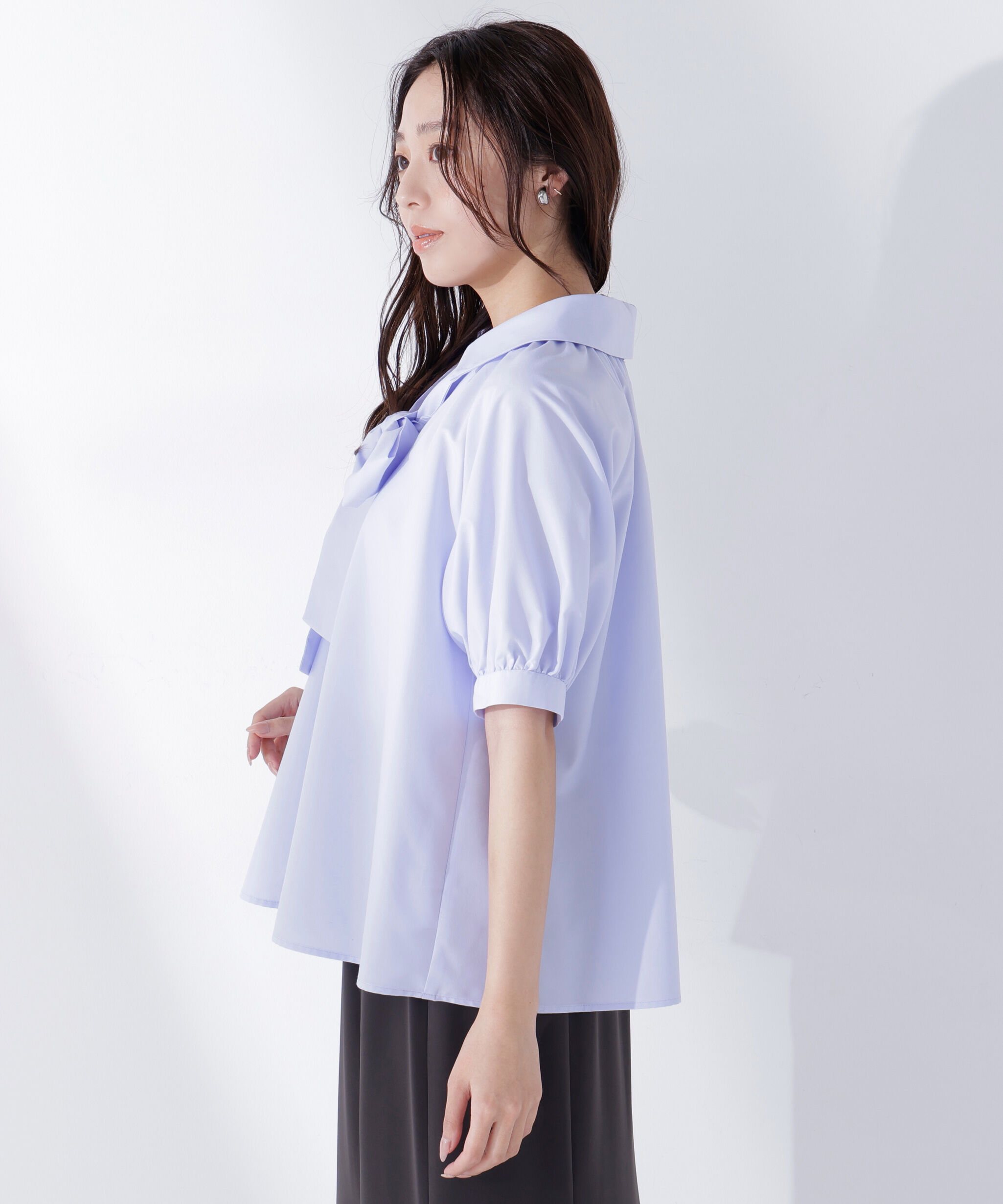  「＜Oggi.jp掲載＞スキッパーリボンタイブラウス半袖」|シャツ・ブラウス|