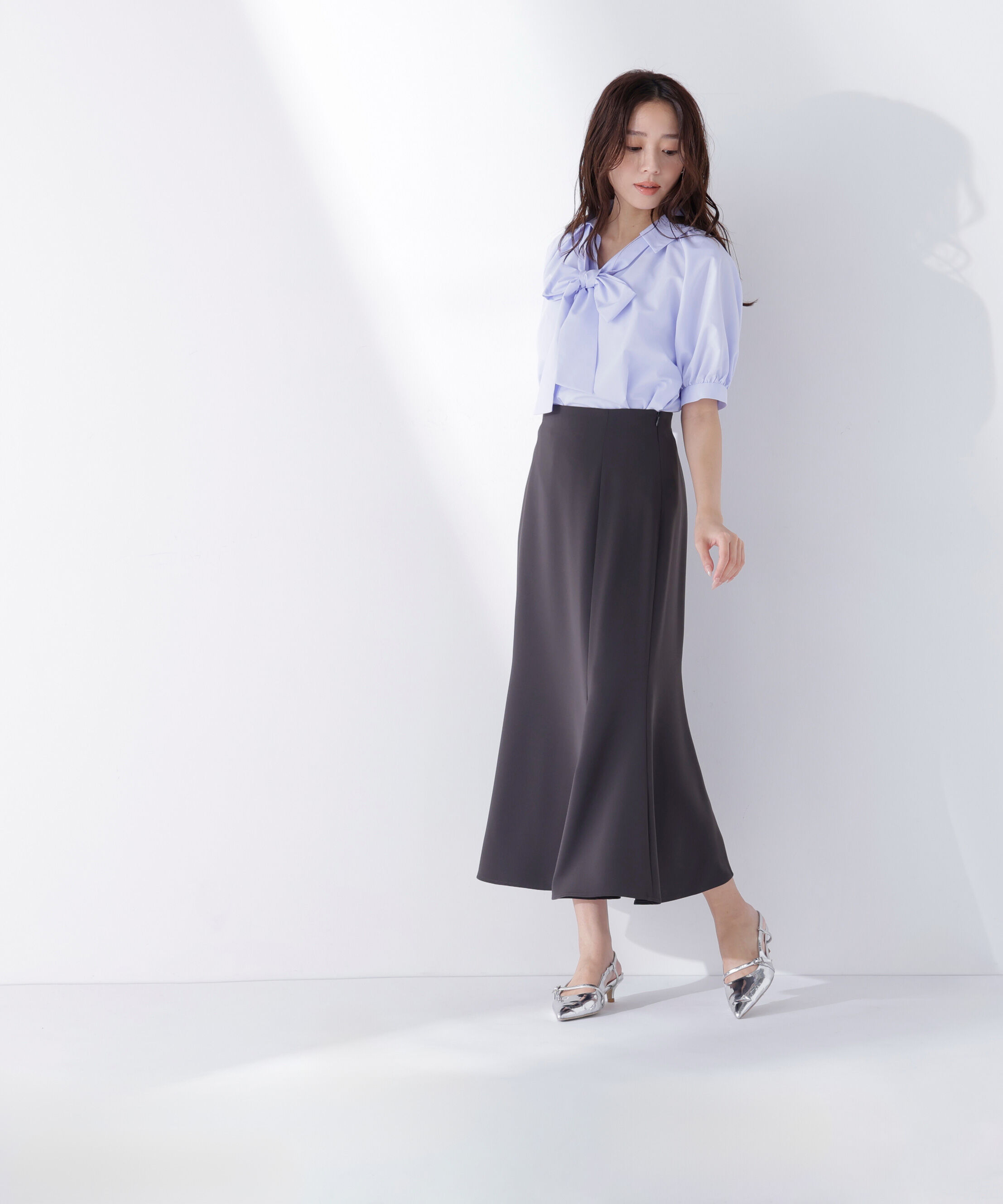  「＜Oggi.jp掲載＞スキッパーリボンタイブラウス半袖」|シャツ・ブラウス|