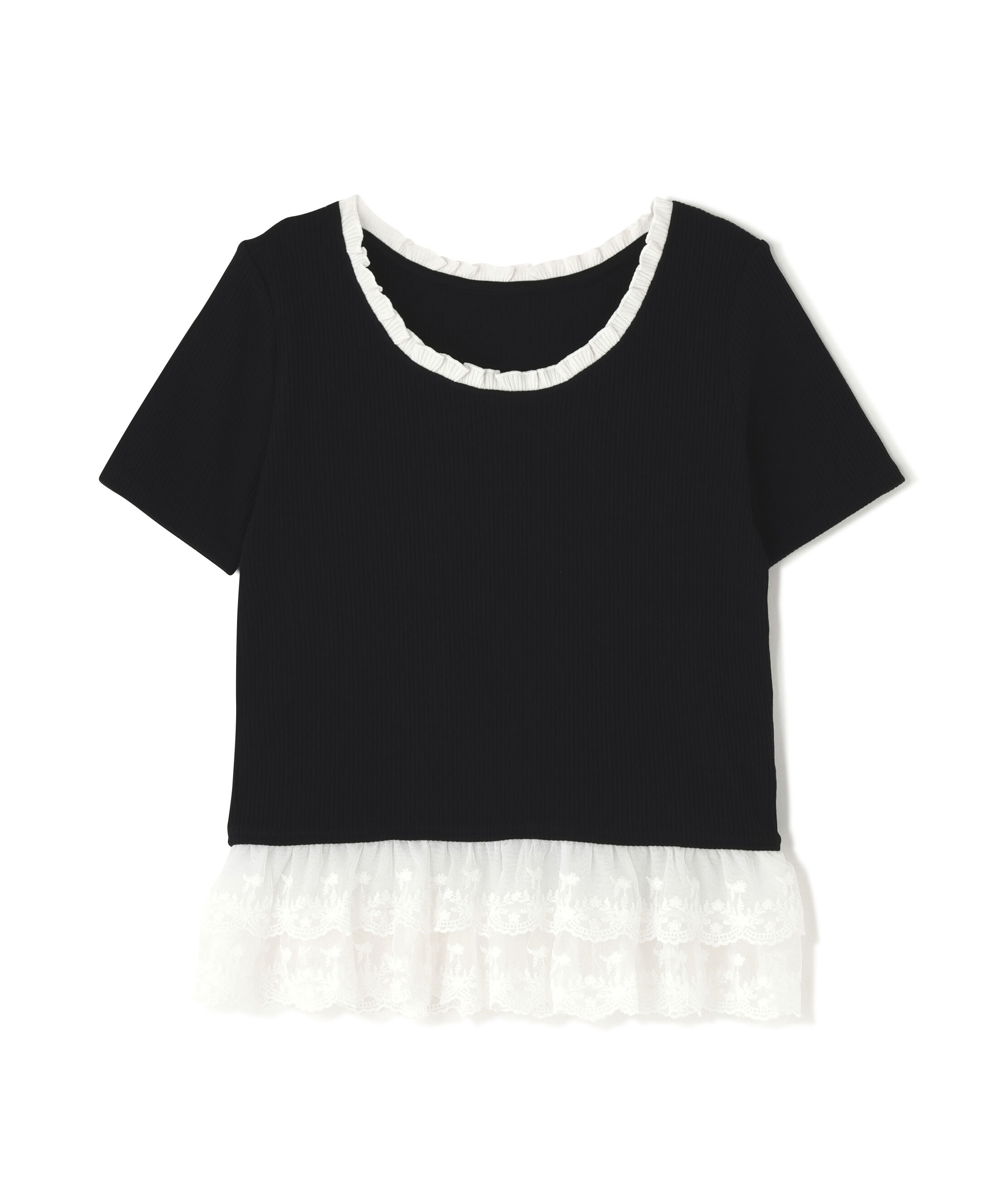  「レースドッキングフリルカットソー」|Tシャツ・カットソー|
