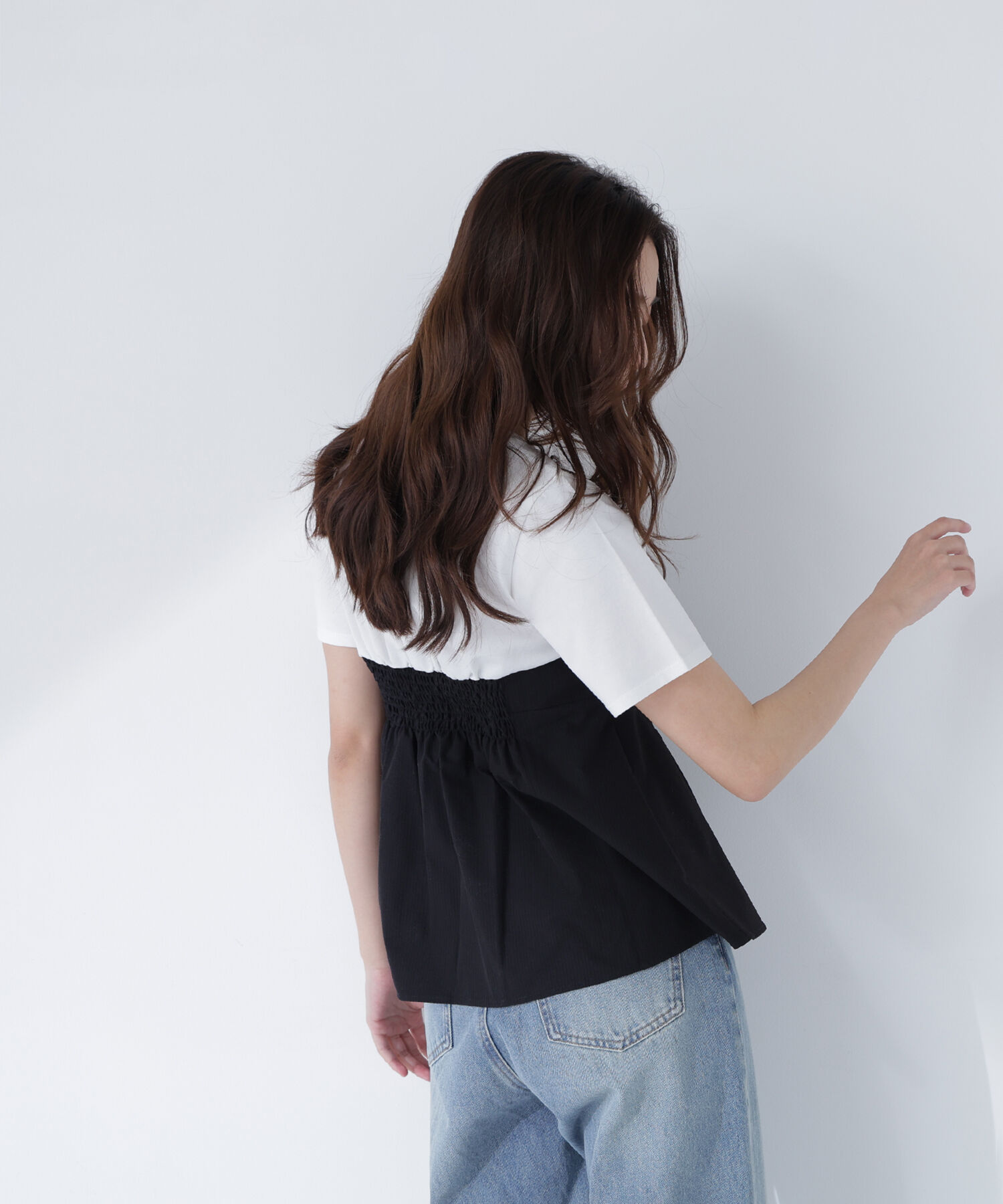  「ペプラムビスチェドッキングカットソー」|Tシャツ・カットソー|