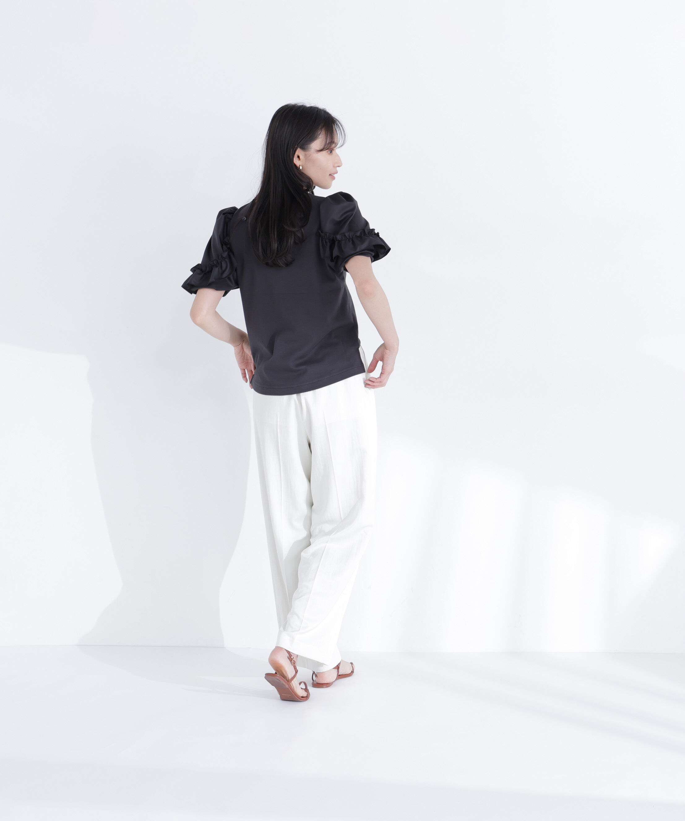  「フリルスリーブドッキングカットソー」|Tシャツ・カットソー|