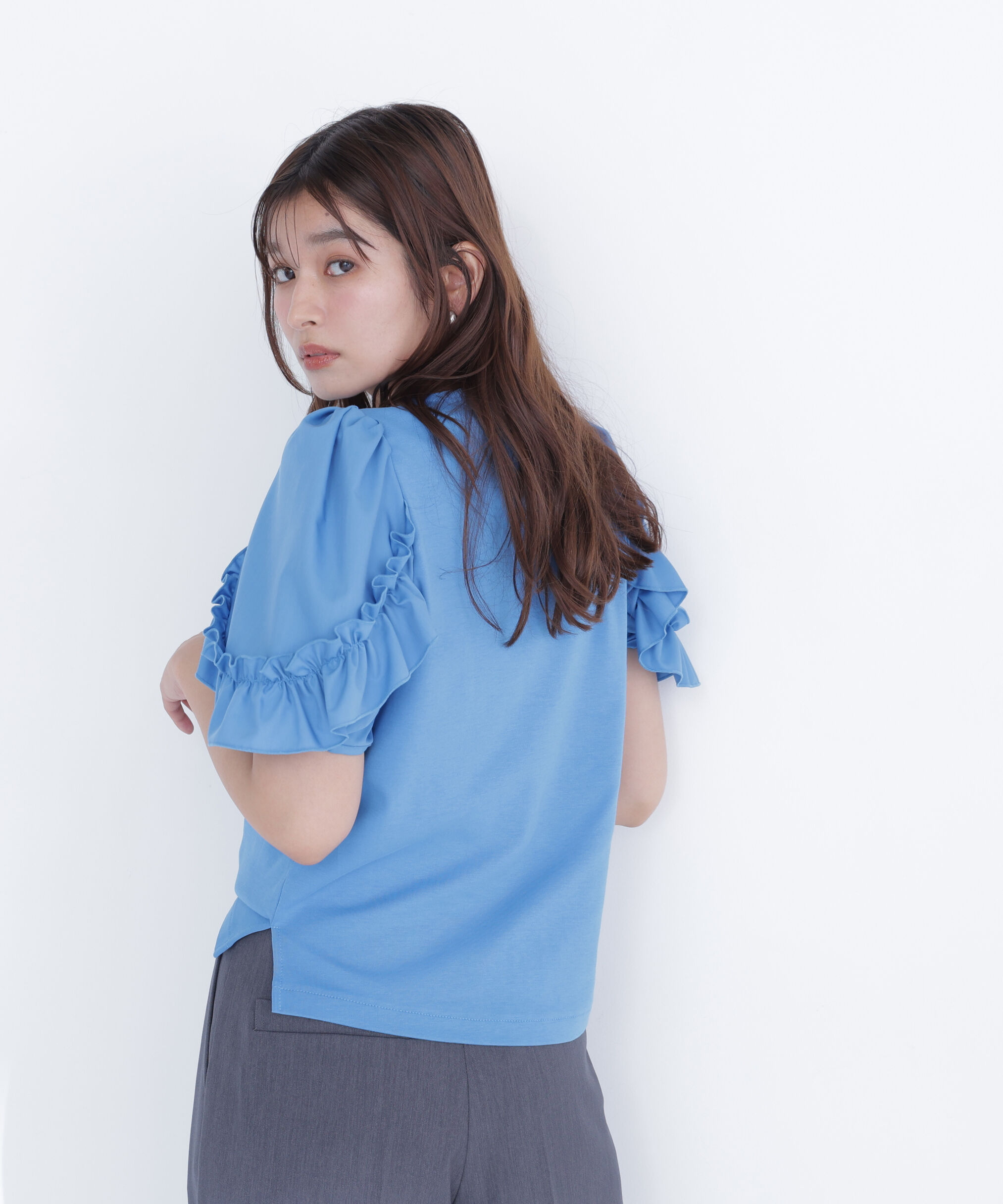  「フリルスリーブドッキングカットソー」|Tシャツ・カットソー|