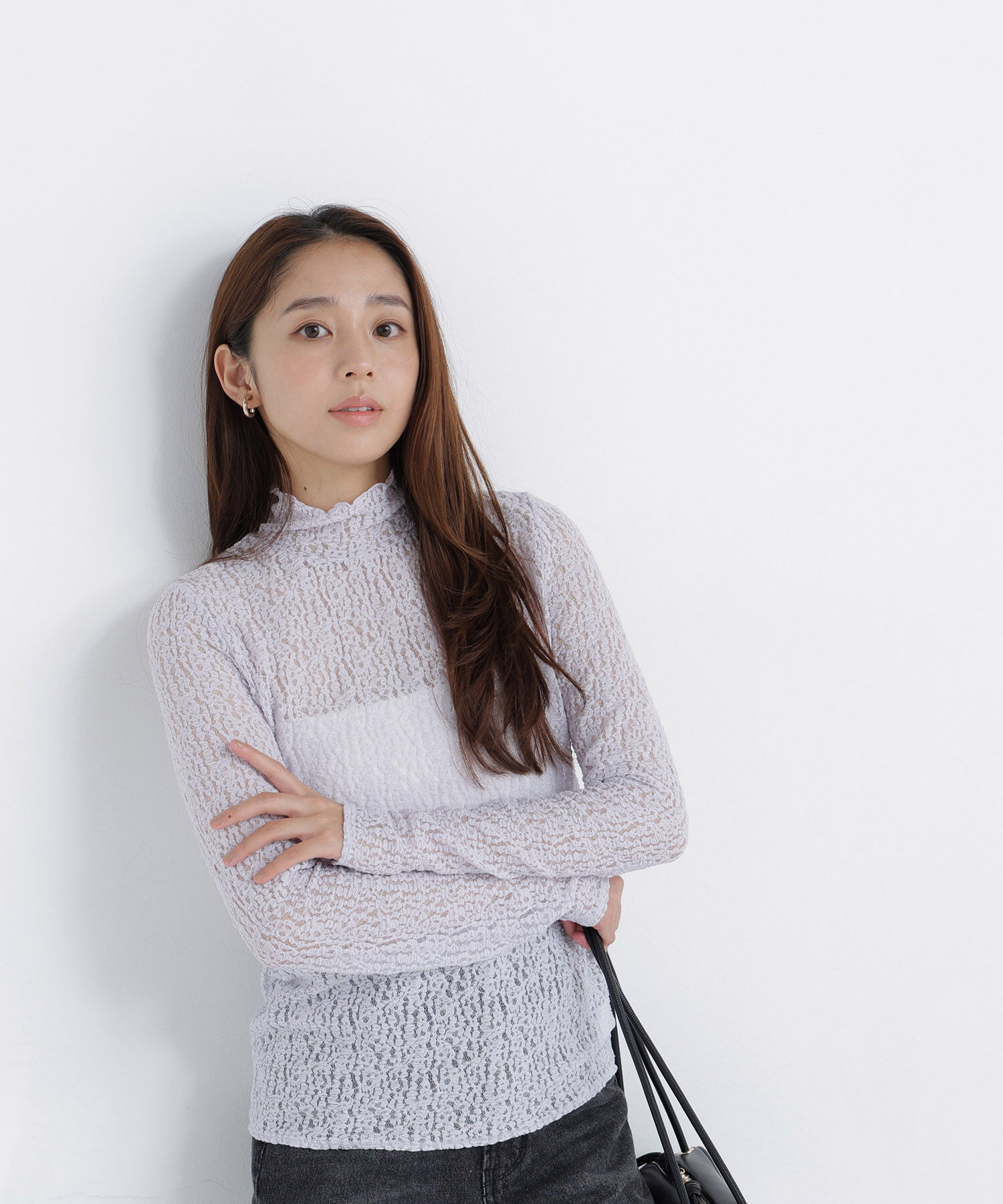  「ハイネックレースカットソー」|Tシャツ・カットソー|