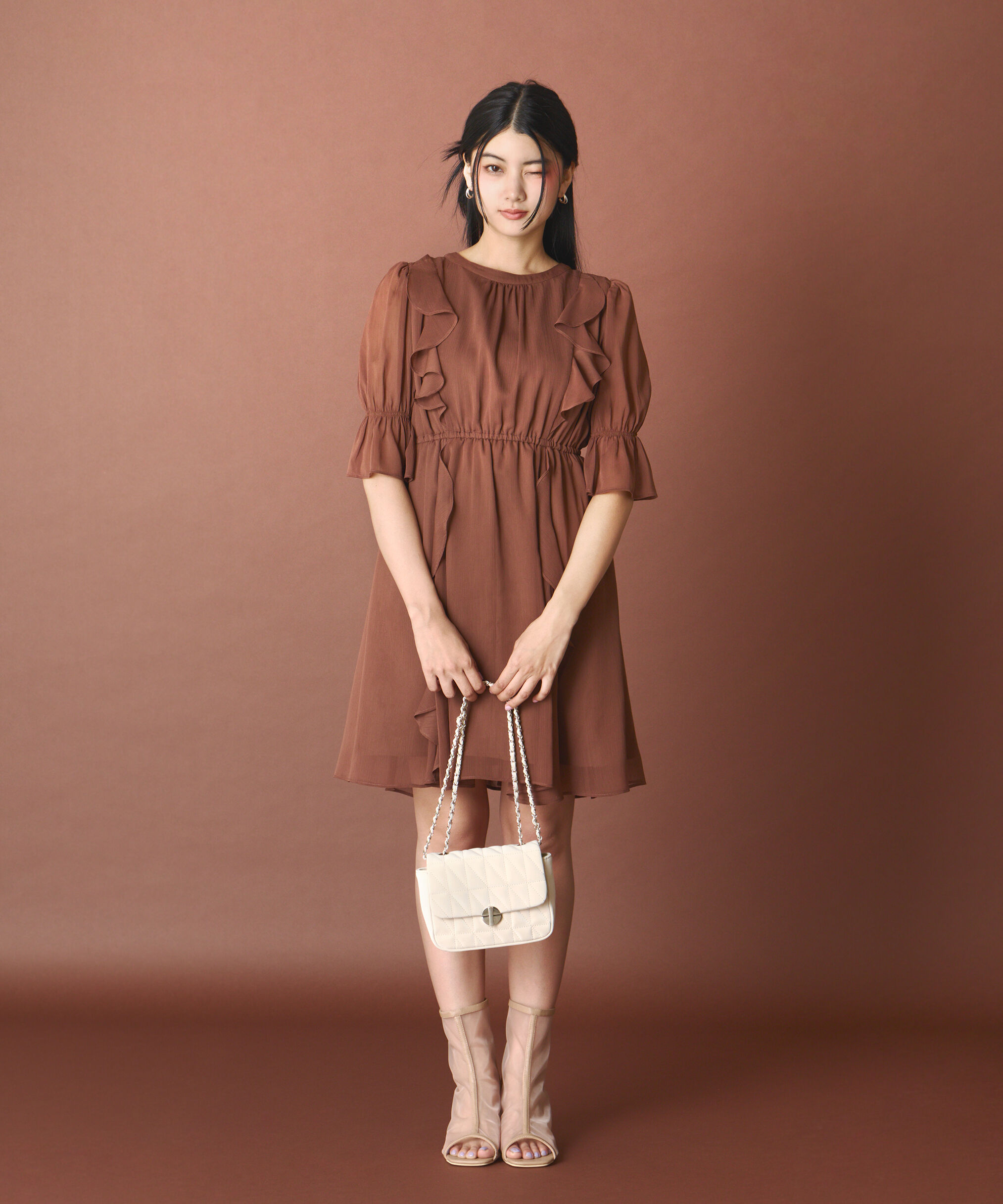 PROPORTION BODY DRESSING「《EDIT COLOGNE》フリル楊柳ミニワンピース」|ワンピース|