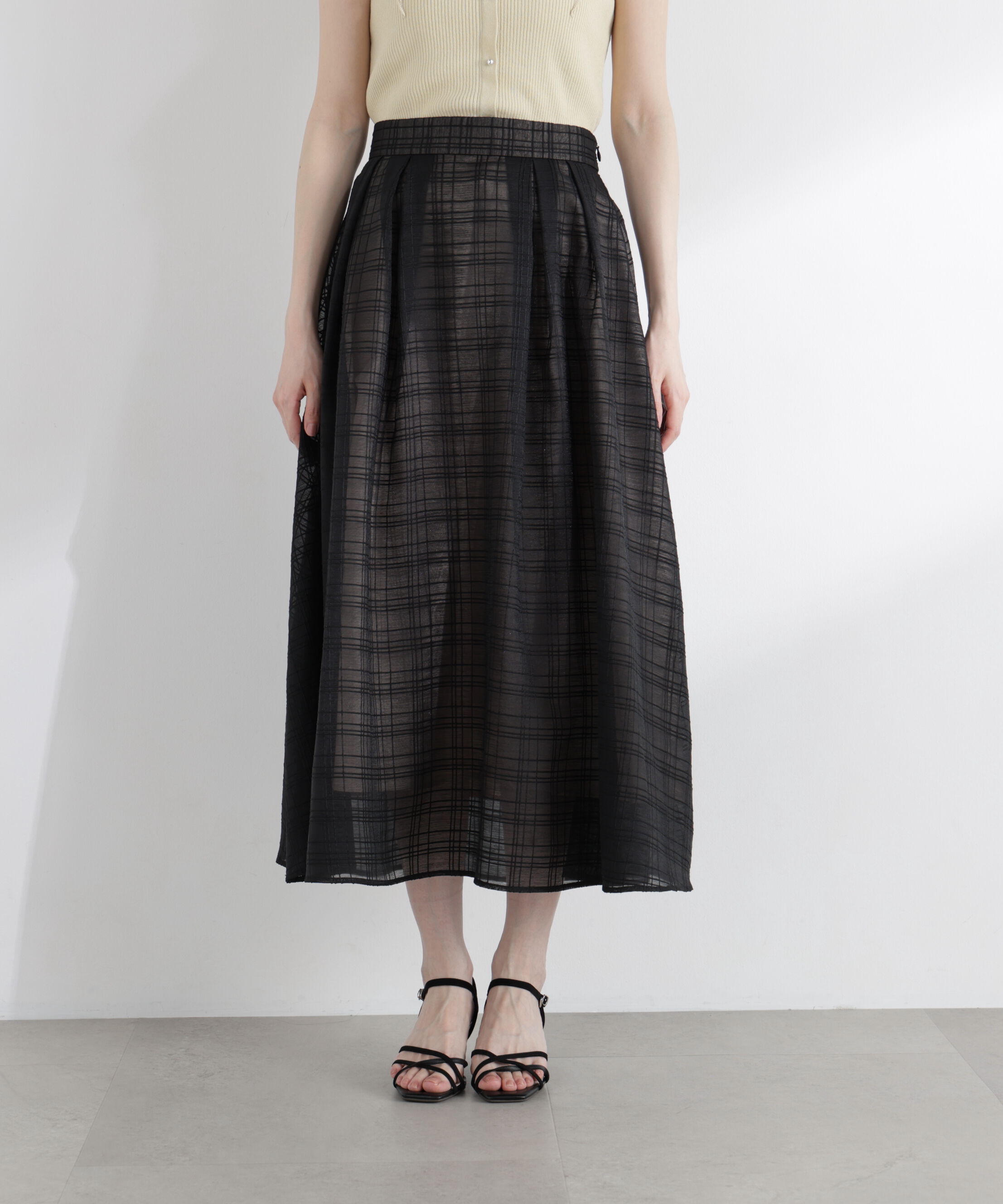 PROPORTION BODY DRESSING「＜中川紅葉さん着用＞シアーチェックタックスカート」|スカート|