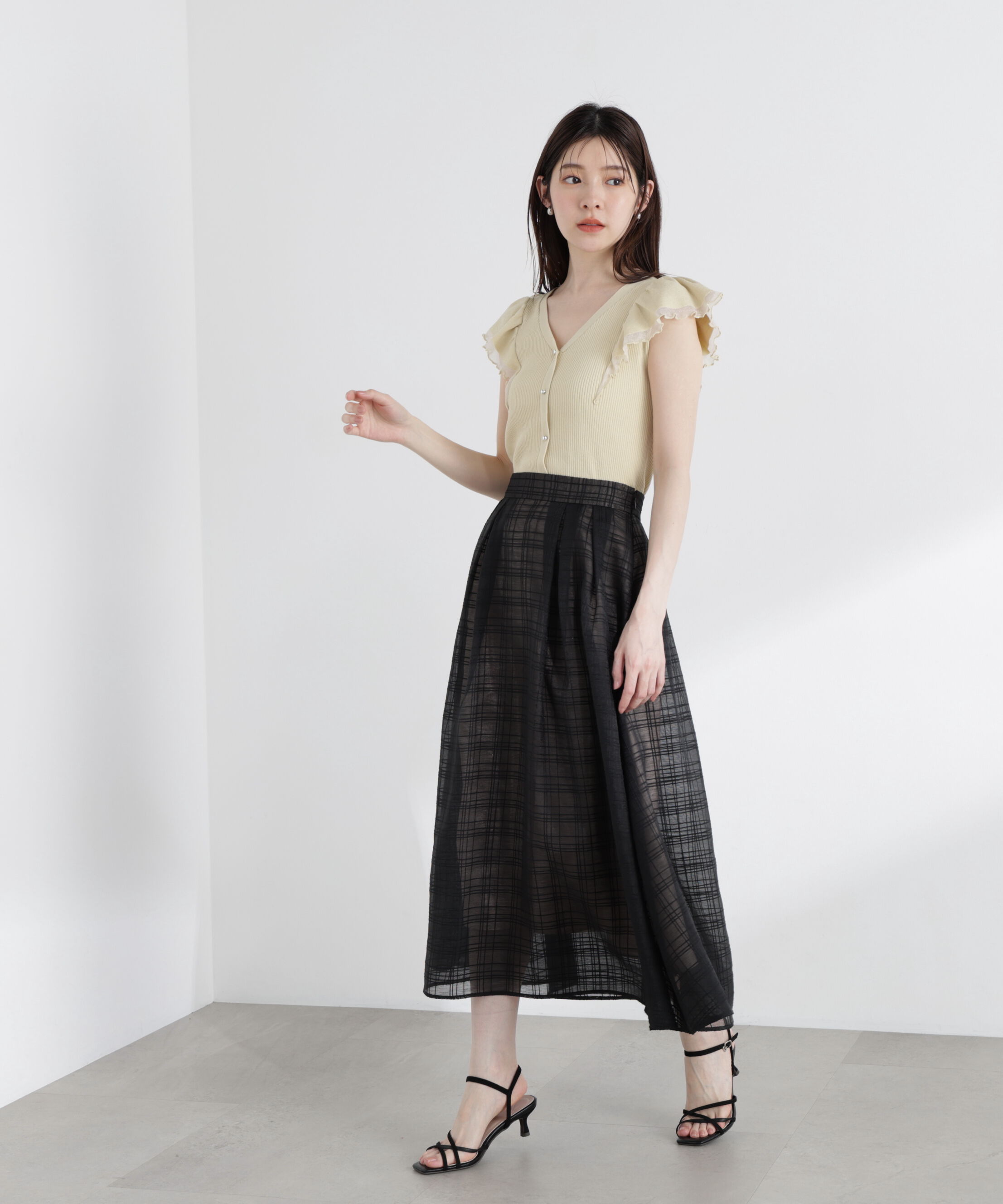 PROPORTION BODY DRESSING「＜中川紅葉さん着用＞シアーチェックタックスカート」|スカート|