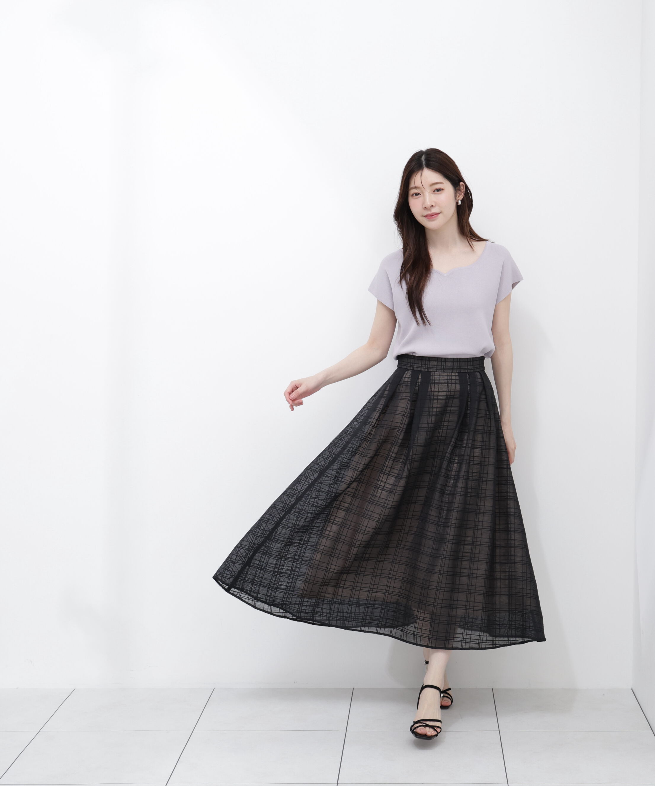 PROPORTION BODY DRESSING「＜中川紅葉さん着用＞シアーチェックタックスカート」|スカート|