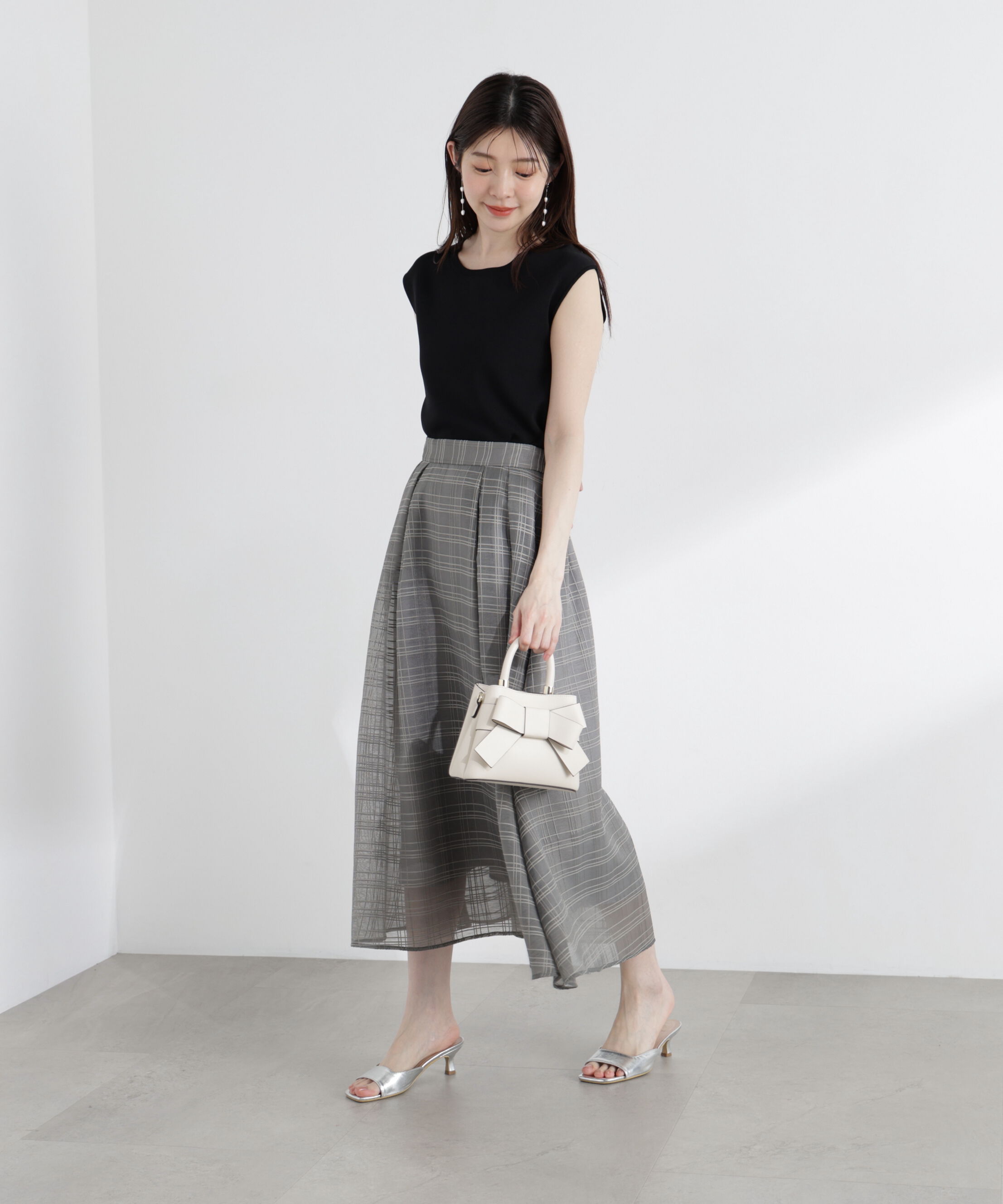 PROPORTION BODY DRESSING「＜中川紅葉さん着用＞シアーチェックタックスカート」|スカート|