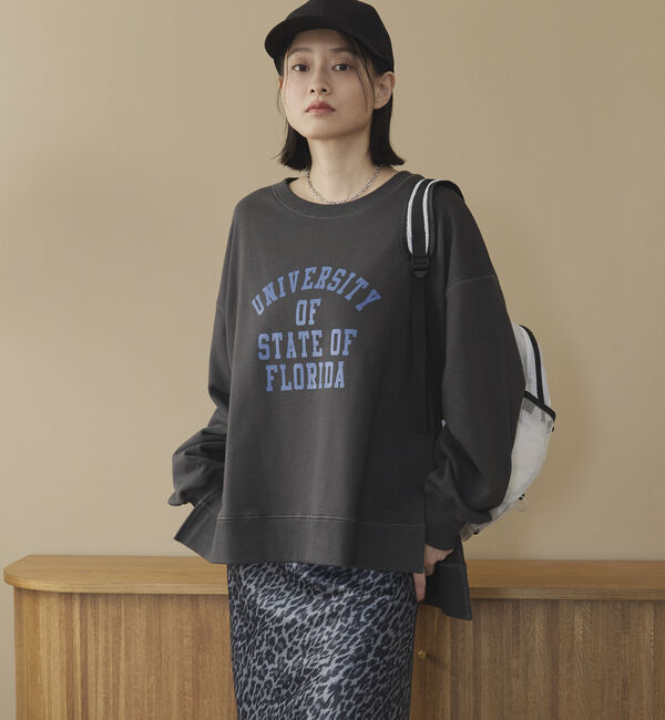 Doux archives「カレッジロゴサイドスリットプルオーバー」|Tシャツ・カットソー|CHARCOAL GRAY