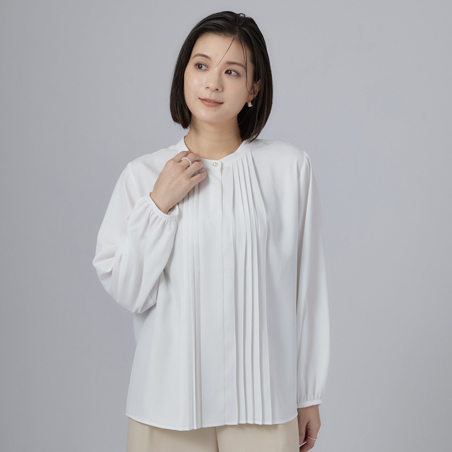 SHOO･LA･RUE「セレモニーフロントプリーツタックブラウス」|シャツ・ブラウス|