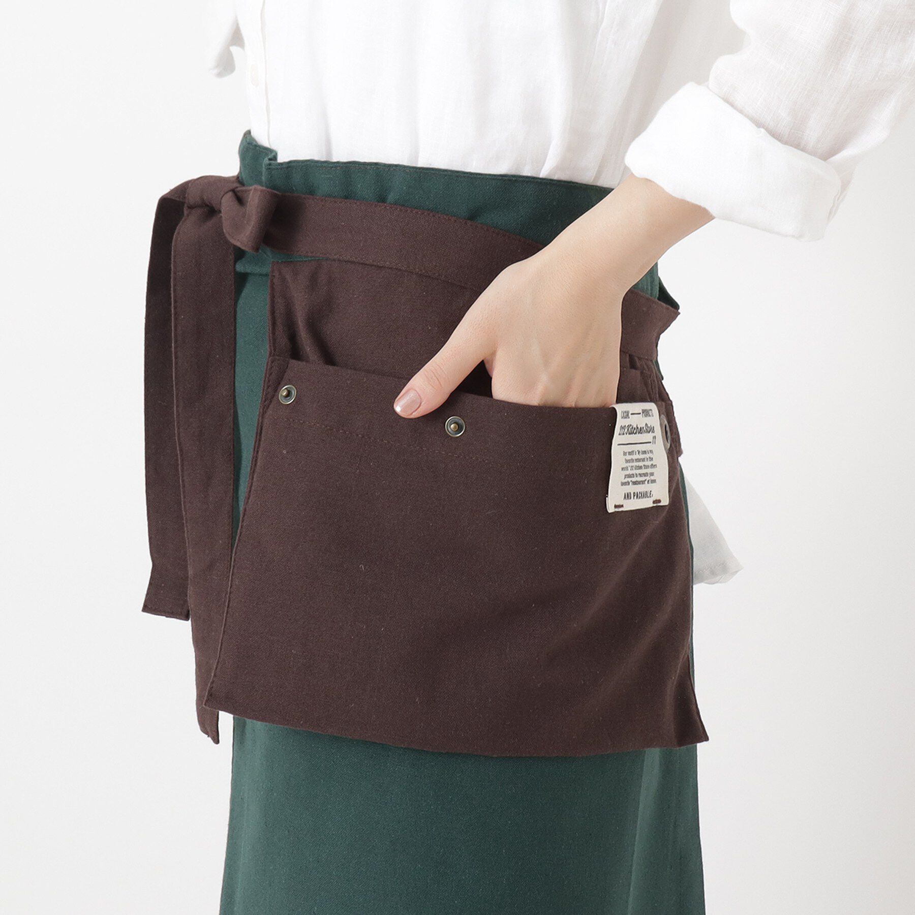 212 KITCHEN STORE「GAP ロングギャルソン リサイクルコットン グリーン&times;ダークブラウン ＜212Kオリジナル＞」|食器・キッチングッズ|