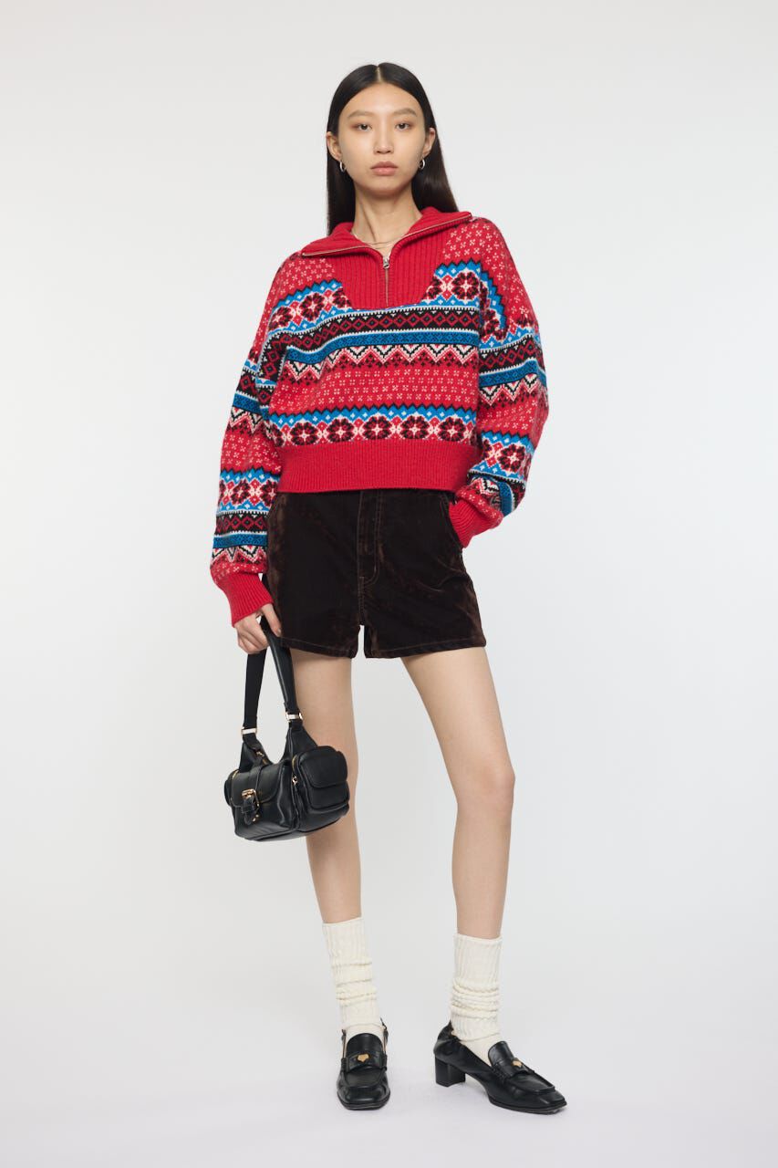 MOUSSY「HALF ZIP FAIR ISLE セーター」|ニット・セーター|