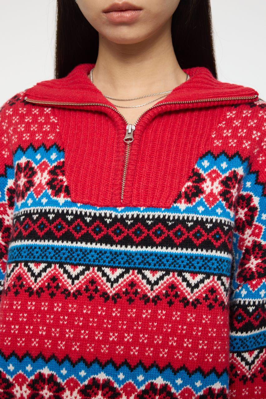 MOUSSY「HALF ZIP FAIR ISLE セーター」|ニット・セーター|