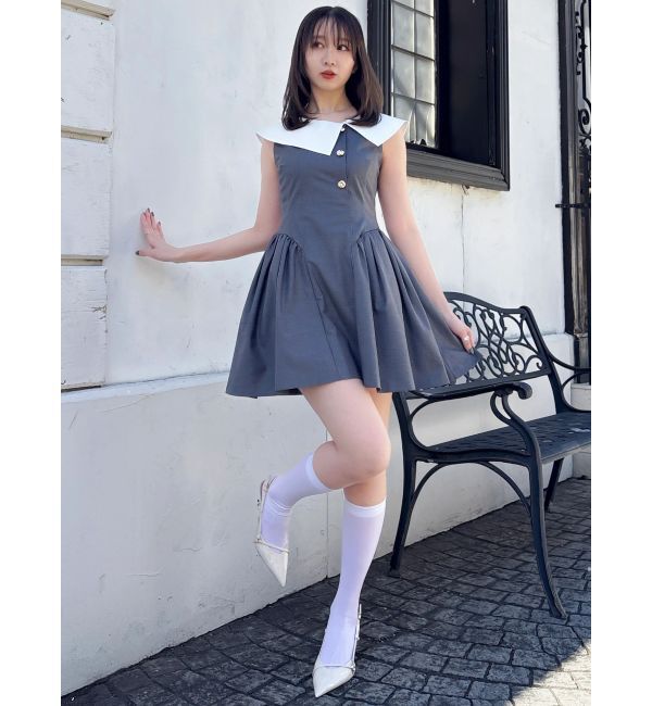 dazzlin「アシメフラットカラーミニワンピース」|ワンピース|