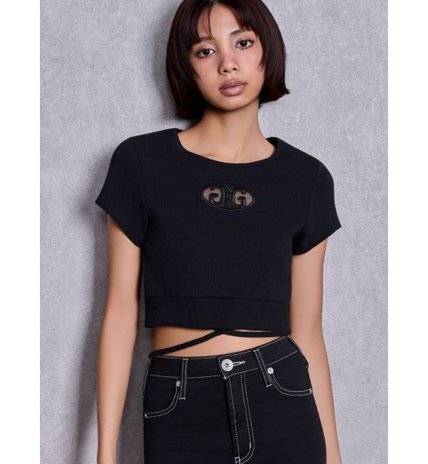 GYDA「2WAY Symmetry GYDAクロスショートトップス」|Tシャツ・カットソー|ブラック