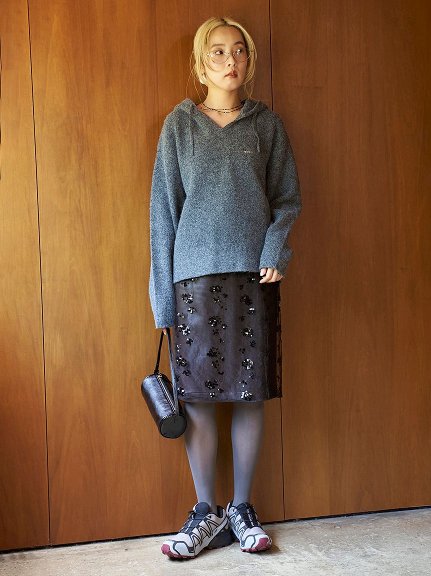 emmi atelier「ビックシルエットニットフーディー」|ニット・セーター|
