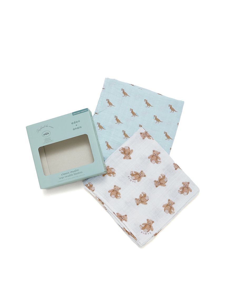 GELATO PIQUE KIDS & BABY「【aden + anais】【BABY】おくるみスワドル/ストロベリー・ベア/ダイナソー・ベア/2枚セット BOX付き」|その他ベビー用品|