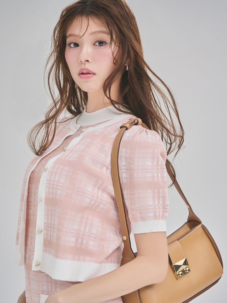 CELFORD「【洗える】【WEB限定カラー】チェックジャカードミニニットワンピースセット」|ワンピース|
