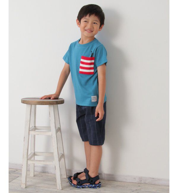 ikka kids「【キッズ】ニットボーダーポケTシャツ（100~160cm）」|Tシャツ・カットソー|