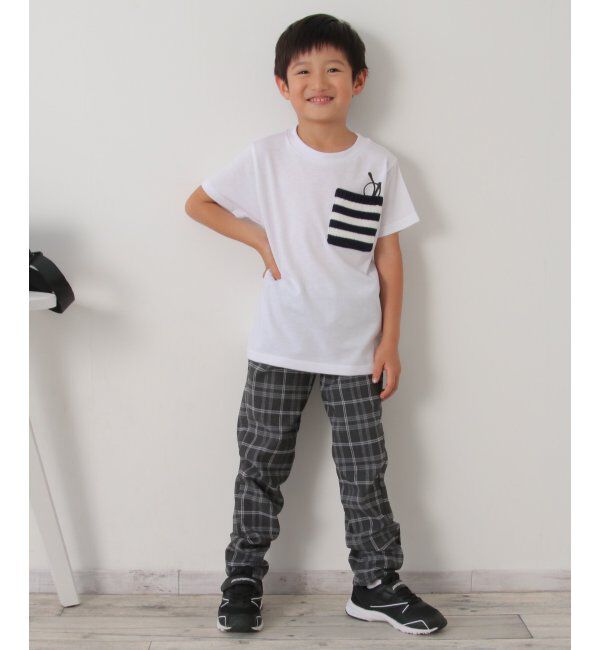 ikka kids「【キッズ】ニットボーダーポケTシャツ（100~160cm）」|Tシャツ・カットソー|
