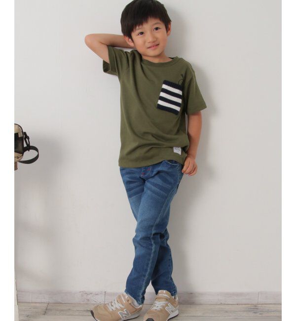 ikka kids「【キッズ】ニットボーダーポケTシャツ（100~160cm）」|Tシャツ・カットソー|